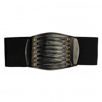 CEINTURE CORSET STRETCH NOIR PIRATE FEMME