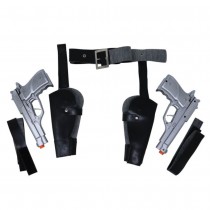 CEINTURE DOUBLE HOLSTER CUISSES AVEC PISTOLETS