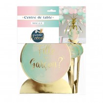 CENTRE DE TABLE CARTON GENDER REVEAL 45CM OR