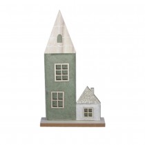 CENTRE DE TABLE ÉGLISE MAISON FEUTRE 20X35CM VERT