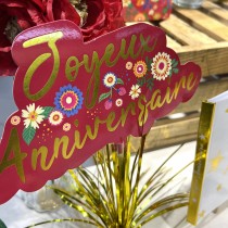 CENTRE DE TABLE PAPIER ANNIVERSAIRE FLORAL 27CM