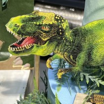 CENTRE DE TABLE T-REX JURASSIC BOIS 24X15CM VERT