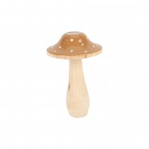 CHAMPIGNON BOIS CHAPEAU POIS CAMEL 9X5.5CM NATURE