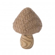 CHAMPIGNON BOIS CHAPEAU TRICOT 11X7CM BEIGE