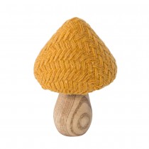 CHAMPIGNON BOIS CHAPEAU TRICOT 11X7CM ORANGE