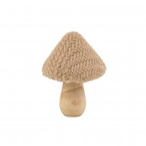 CHAMPIGNON BOIS CHAPEAU TRICOT 14X9.5CM BEIGE