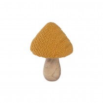 CHAMPIGNON BOIS CHAPEAU TRICOT 14X9.5CM ORANGE