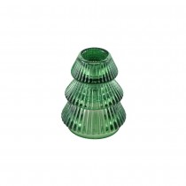 CHANDELIER VERRE STRIÉ SAPIN 6X8CM VERT