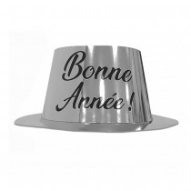 CHAPEAU CARTON BONNE ANNÉE NOIR ARGENT ADULTE