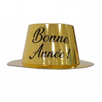 CHAPEAU CARTON BONNE ANNÉE NOIR OR ADULTE