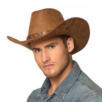 CHAPEAU COWBOY NEBRASKA ASPECT DAIM MARRON ADULTE