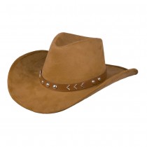 CHAPEAU COWBOY NEBRASKA ASPECT DAIM MARRON ADULTE