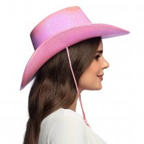 CHAPEAU COWGIRL ROSE PERLÉ ADULTE