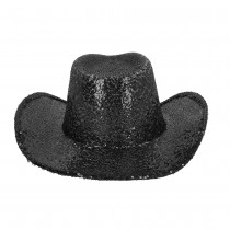 CHAPEAU DE COWBOY FESTIF RODÉO SEQUINS NOIR ADULTE