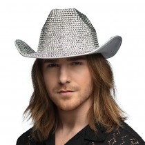 CHAPEAU DE COWBOY GLAMOUR ARGENT ADULTE