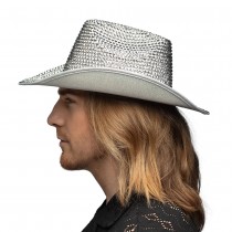 CHAPEAU DE COWBOY GLAMOUR ARGENT ADULTE