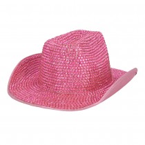 CHAPEAU DE COWBOY GLAMOUR ROSE VIF ADULTE