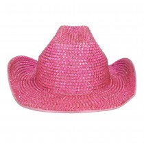 CHAPEAU DE COWBOY GLAMOUR ROSE VIF ADULTE