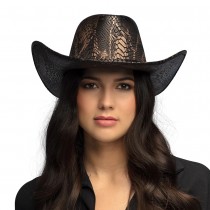 CHAPEAU DE COWBOY PEAU SERPENT COBRA ADULTE