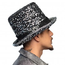 CHAPEAU HAUT-DE-FORME ARGENT STEAMPUNK ADULTE