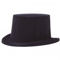 CHAPEAU HAUT-DE-FORME FLOQUÉ NOIR ADULTE