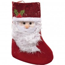 CHAUSSETTE DE NOËL FANTAISIE SEQUINS 24X37CM ROUGE