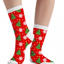 CHAUSSETTES NOËL À MOTIFS SAPIN FLOCON ROUGE HOMME