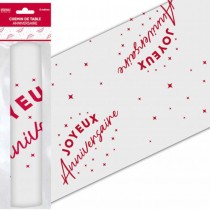 CHEMIN DE TABLE INTISSÉ ANNIVERSAIRE 5M ROUGE