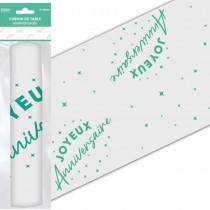 CHEMIN DE TABLE INTISSÉ ANNIVERSAIRE 5M VERT