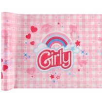 CHEMIN DE TABLE INTISSÉ POUPÉE GIRLY 30CMX5M ROSE