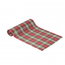 CHEMIN DE TABLE TISSU TARTAN 28CMX3M ROUGE VERT OR