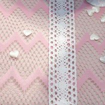 CHEMIN DE TABLE TISSU ZIGZAG ROSE 30CM X