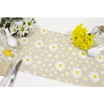 CHEMIN DE TABLE TOILE MARGUERITE 28CMX4M NATURE