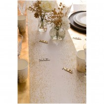 CHEMIN DE TABLE VELOURS CONFETTIS 28CMX2.5CM BLANC