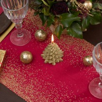 CHEMIN DE TABLE VELOURS CONFETTIS 28CMX2.5CM ROUGE