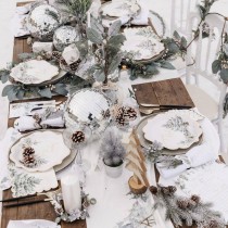 CHEMIN DE TABLE VELOURS NOËL NATURE NEIGE 28CMX3M