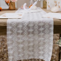 CHEMIN DE TABLE VOILE  MACRAMÉ 25CMX3M IVOIRE