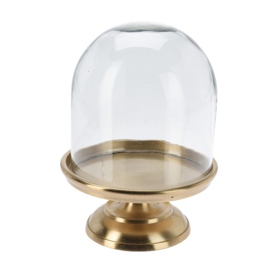 CLOCHE D?\ ME VERRE BASE ALUMINIUM 14.5X28CM OR