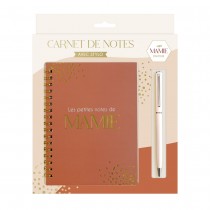 COFFRET CARNET NOTES STYLO MAMIE 20X25CM OCRE