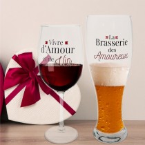 COFFRET DUO VERRES VIN BIÈRE TRINQUONS À L\'AMOUR