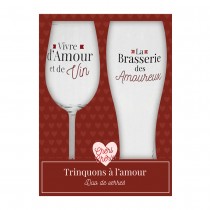 COFFRET DUO VERRES VIN BIÈRE TRINQUONS À L\'AMOUR