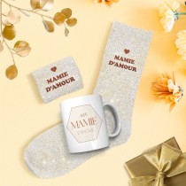 COFFRET MUG CHAUSSETTES PAILLETTES MAMIE D\'AMOUR