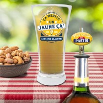 COFFRET PASTIS VERRE BEC VERSEUR MÉRITE UN JAUNE