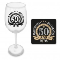 COFFRET VERRE A VIN 50 ANS