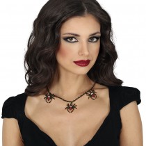 COLLIER CHAINE ARAIGNÉE ABDOMEN STRASS ROUGE FEMME