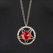 COLLIER CHAÎNE PENDENTIF ÉTOILE SATAN RUBIS ADULTE