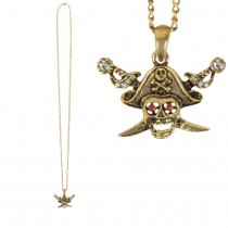 COLLIER CHAINE PENDENTIF PIRATE OR ADULTE