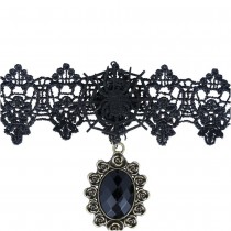 COLLIER RAS-DE-COU GOTHIQUE NOIR PENDENTIF ADULTE