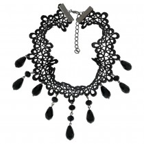 COLLIER RAS-DE-COU PIERRES NOIRES FEMME