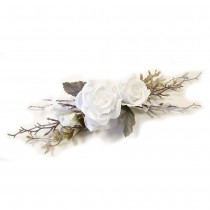 COMPO ARTIFICIELLE BRANCHES ROSES GIVRE BLANC 35CM